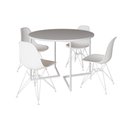Ver imagem 6 de Mesa Industrial Jantar Redonda Branca 110Cm Base V Com 4 Cadeiras Eames Brancas Ferro Branco Branco