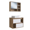 Ver imagem 1 de Gabinete para Banheiro Suspenso 60cm com Cuba e Espelheira Mel Branco Clvp03 Versato Nova Móbile