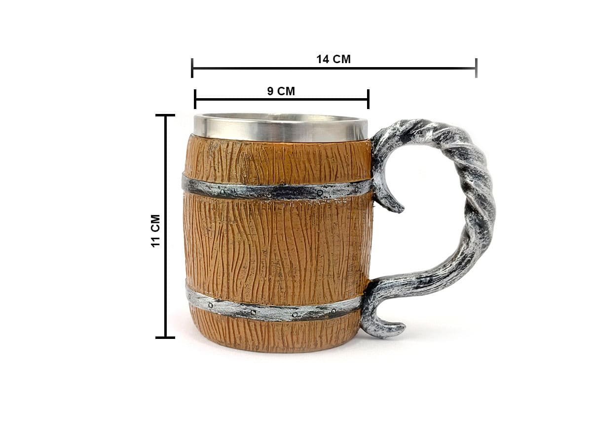 Caneca Barril Viking de Chopp 400ml Copo Decorativo Com Alça em Metal e Resina - 2