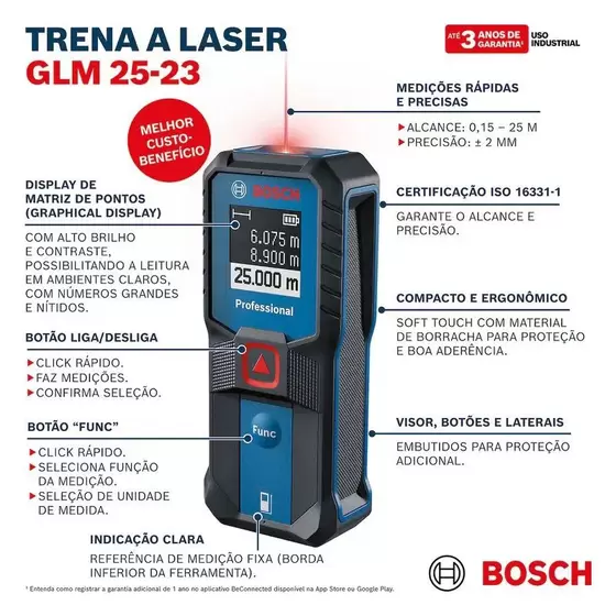 Trena a Laser Bosch Glm 25-23 25mts 0601072w00000 - 4