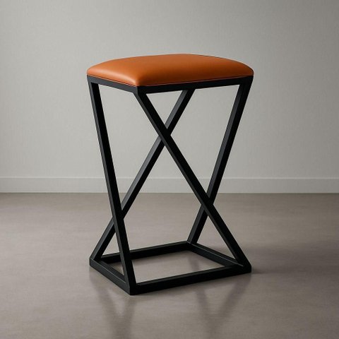 Banqueta Z Baixa 50 Cm Banquinho Cozinha Balcão Bar Corino Caramelo