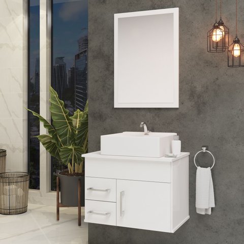 Conjunto Turquesa Mdf Gabinete de Banheiro com Pia e Espelheira