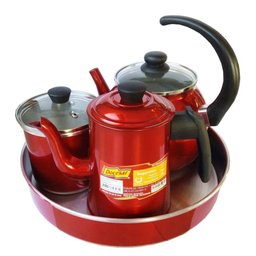 Jogo de Café Completo Grande 4 Peças Vermelho Verniz Docesar - 2