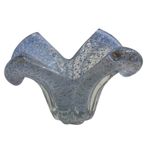 Vaso Decorativo em Murano na Cor Azul Bebê - 12x20x12cm