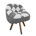 Ver imagem 2 de Poltrona Paloma Escritório Sala Giratória Madeira Suede Cinza e Suede Branco - Dominic Decor