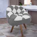 Ver imagem 1 de Poltrona Paloma Escritório Sala Giratória Madeira Suede Cinza e Suede Branco - Dominic Decor