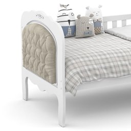 Cama Babá Provence com Capitonê e Auxiliar Branco Soft - Matic Móveis - 4 Cama Babá Provence com Capitonê e Auxiliar Branco Soft - Matic Móveis - 4