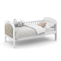 Cama Babá Provence com Capitonê e Auxiliar Branco Soft - Matic Móveis - 3 Cama Babá Provence com Capitonê e Auxiliar Branco Soft - Matic Móveis - 3