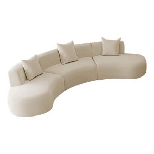 Kit Sofá Modular 4 Lugares Moderno Curvo Orgânico Duna Bouclé