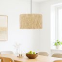 Ver imagem 1 de Luminária de Teto Shalon Corda Sisal Natural Palha Moderna:preto