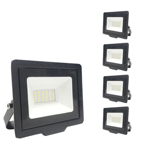Refletor Led 20w Branco Frio Holofote Prova D'água Kit com 5