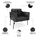 Ver imagem 3 de Poltrona Sala Pé Metal Preto Kit 2 Ana Sintético Pu Preto - Ibiza
