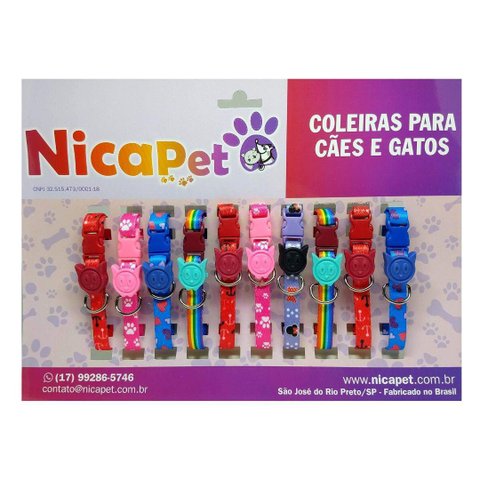 Coleira De Seda Com Borrachinhas Para Gato - Display 10 Un