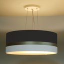 Ver imagem 2 de Lustre Pendente Preto Faixas Bronze Cúpula 40x15 Tom Luz