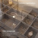 Ver imagem 7 de Mesa de Cabeceira 3 Gavetas com Organizador Tampo Vidro Belize Cinza