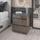 Ver imagem 2 de Mesa de Cabeceira 3 Gavetas com Organizador Tampo Vidro Belize