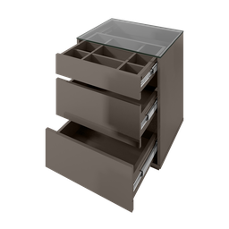 Mesa de Cabeceira 3 Gavetas com Organizador Tampo Vidro Belize  - 5