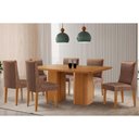 Ver imagem 1 de Sala Jantar Mesa Maldivas Tampo Curvo 180cm+6 Cadeiras Dakota Madeira Naturale - Capuccino/corano
