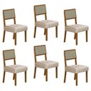 Ver imagem 1 de Kit de 6 Cadeiras para Sala de Jantar Pés em Madeira Maciça Liz Bege/Cinamomo/Linho