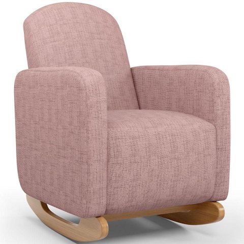 Poltrona de Amamentação com Balanço Orgânica Saori W01 Linho Rosa - Lyam Decor