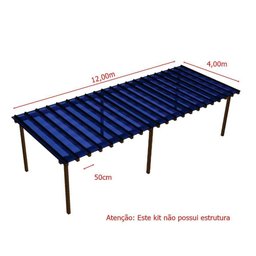 Kit Policarbonato Azul 4mm 12,00m X 4,00m - Perfis Naturais - 4