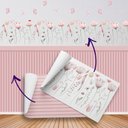 Ver mais imagens de Kit Adesivo Meia Parede Efeito Ripado + Adesivo Jardim Floral Divertido Decoração para Quartos