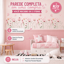 Ver imagem 3 de Kit Adesivo Meia Parede Efeito Ripado + Adesivo Jardim Floral Divertido Decoração para Quartos