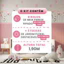 Ver imagem 7 de Kit Adesivo Meia Parede Efeito Ripado + Adesivo Jardim Floral Divertido Decoração para Quartos