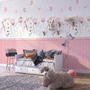 Ver imagem 4 de Kit Adesivo Meia Parede Efeito Ripado + Adesivo Jardim Floral Divertido Decoração para Quartos