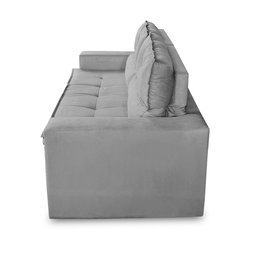 Sofá Retrátil e Reclinável 3 lugares com Molas 1,80m Vegas Suede Cinza Adonai Estofados - 7