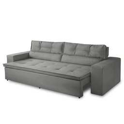 Sofá Retrátil e Reclinável 3 lugares com Molas 1,80m Vegas Suede Cinza Adonai Estofados - 6