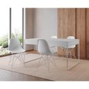 Ver imagem 1 de Mesa Jantar Industrial Retangular Branca 137X90Cm Com 4 Cadeiras Brancas Base Ferro Cor: Branco