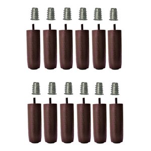 12 Pés Madeira Marrom C/ Bucha Tdc Cama Box Baú Casal 12cm