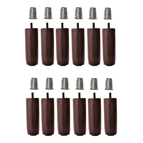 12 Pés Madeira Marrom C/ Bucha Tdc Cama Box Baú Casal 12cm