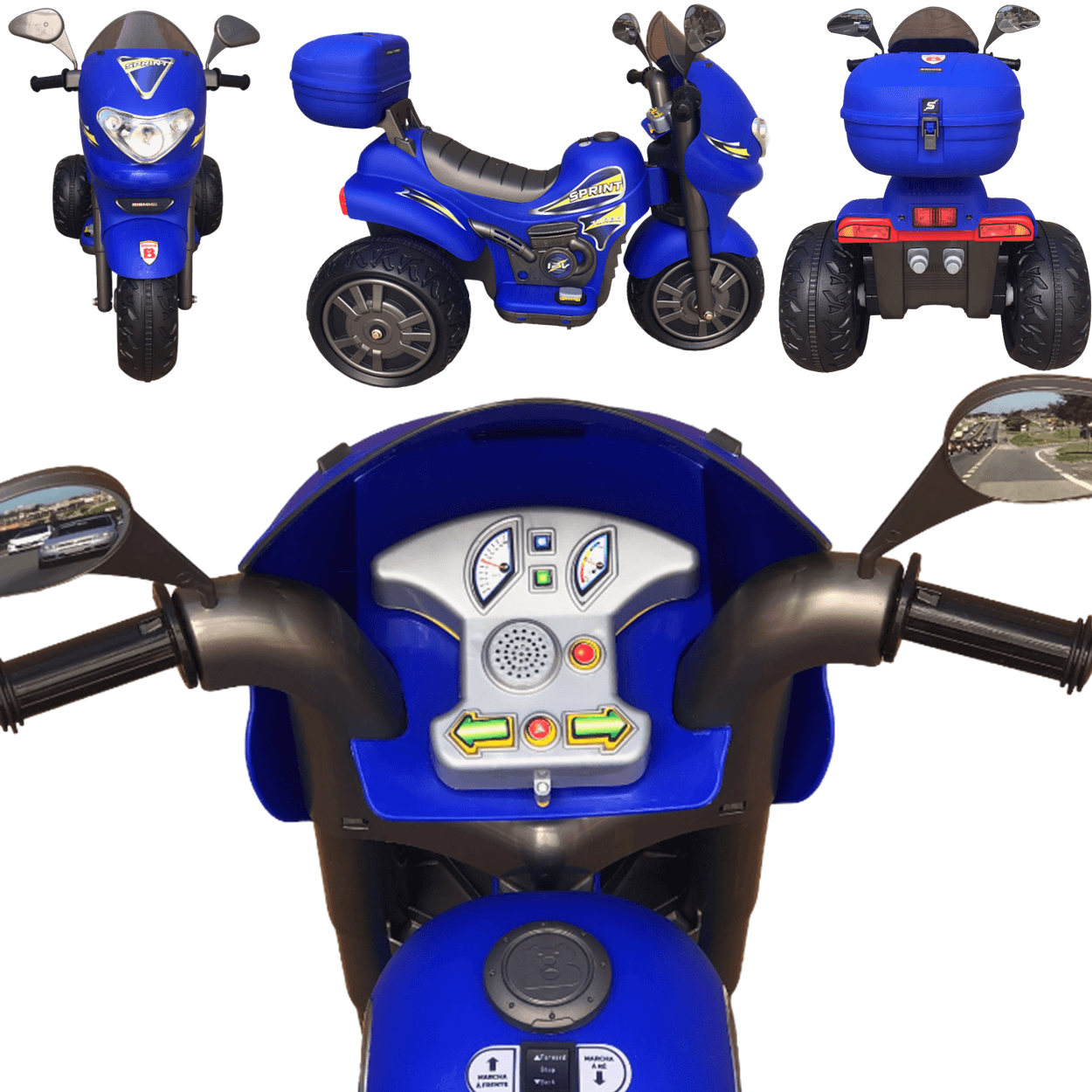 Moto Eletrica Infantil Biemme Sprint Turbo Power 12v Azul - 3