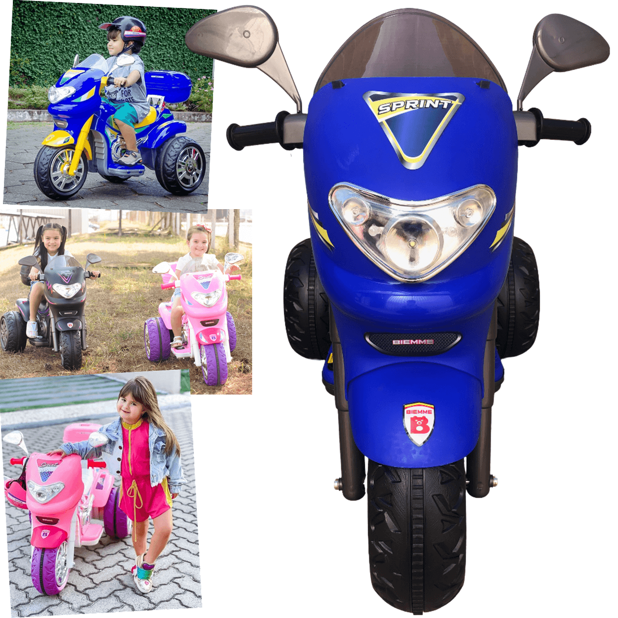 Moto Eletrica Infantil Biemme Sprint Turbo Power 12v Azul - 4