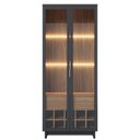 Ver imagem 5 de Cristaleira Adega 2 Portas 1 Gaveta Tijuca C05 Preto Fosco/noce Milano - Mpozenato