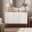 Ver imagem 3 de Cômoda Industrial Estella 6 Gavetas p/ Quarto Casal Design Moderno - Offwhite