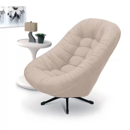 Poltrona do Papai Base Mecânico Giratória e Balanço Confortavel Veludo Bege - 4