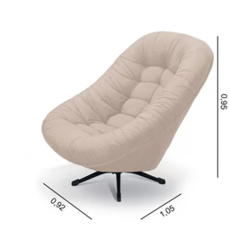 Poltrona do Papai Base Mecânico Giratória e Balanço Confortavel Veludo Bege - 3