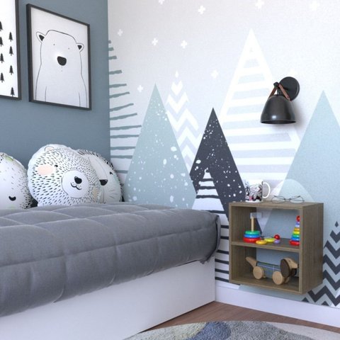 Nicho com Prateleira para Quarto Infantil Bege/Carvalho Mel