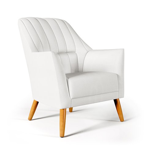 Poltrona Orion Bordada Courino Branco Aradecor