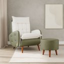 Ver imagem 1 de Poltrona Plus para Sala de Estar com Puff Eloá Verde/Branco