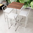 Ver imagem 1 de Conjunto Mesa Alta Bar Bistrô Quadrada Imbuia 4 Banquetas Confort Estofado White Don Castro