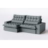 Sofá Retrátil e Reclinável 2,70m com 4 Lugares Estrutura Reforçada em Suede Cinza Grafite - Volt - H - 1