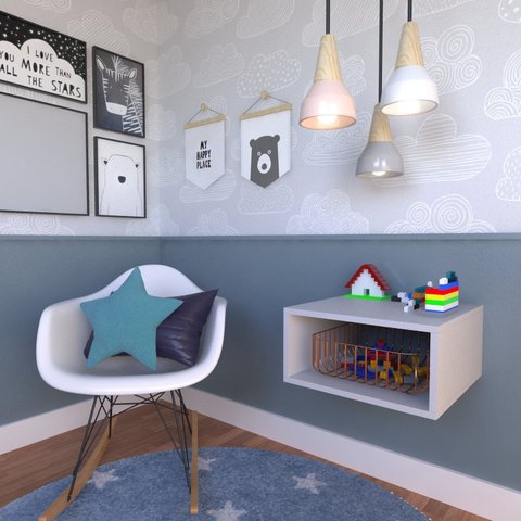 Nicho para Quarto Infantil MDP Cinza/Cristal
