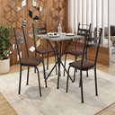Ver imagem 1 de Conjunto Sala de Jantar Mesa Quadrada 70cm Tampo Granito com 4 Cadeiras Leia Preto/Imbuia/Ocre