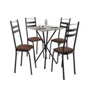 Ver imagem 2 de Conjunto Sala de Jantar Mesa Quadrada 70cm Tampo Granito com 4 Cadeiras Leia Preto/Imbuia/Ocre
