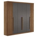 Ver imagem 2 de Guarda-roupa Casal Buriti 6 Portas 4 Gavetas Ripado Jatoba/grafite 16234 - Santos Andirá