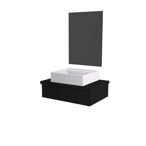 Conjunto Bancada C-cuba Q39 e Espelheira Metrópole 601 Nogal Preto Ônix